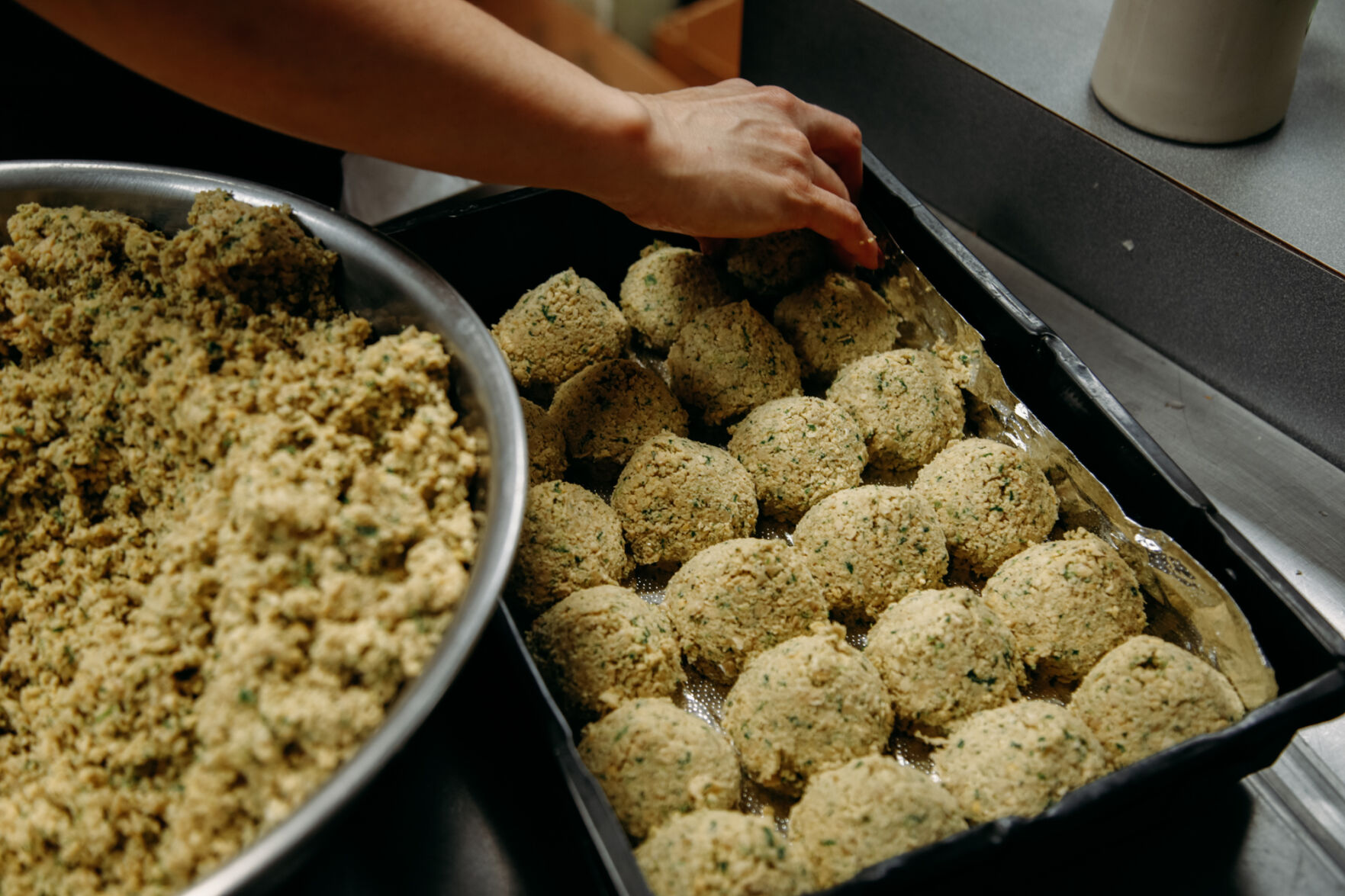Fresh falafel is produced every alternate day in the International Café.